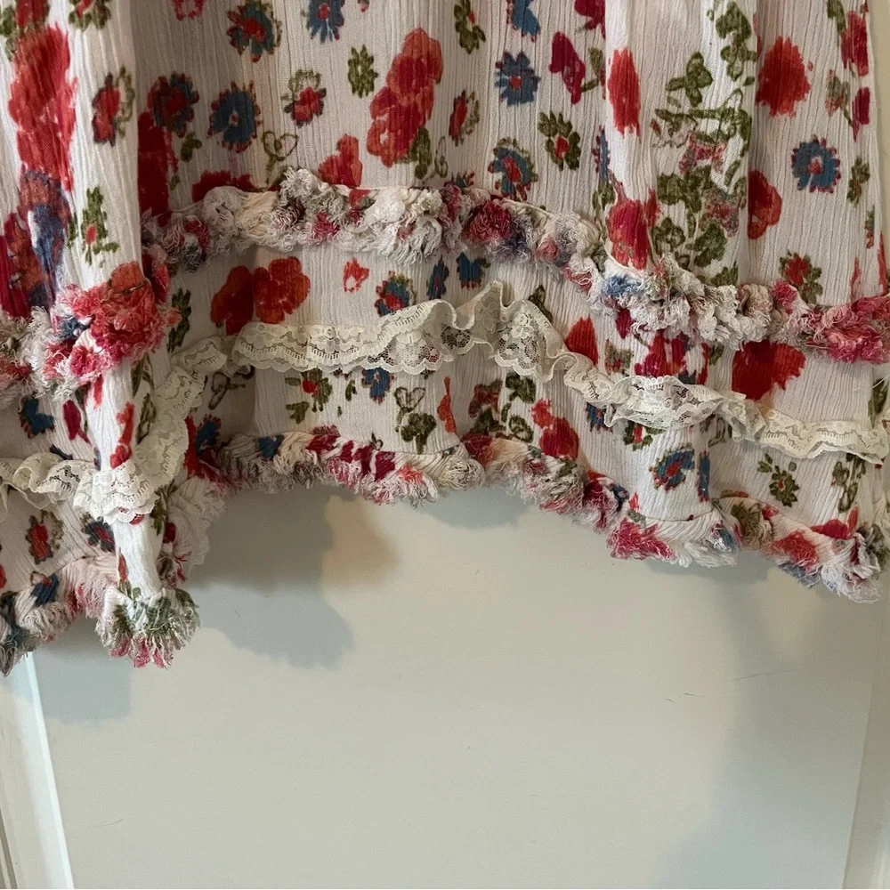 Free People Floral Sleeveless Hi-Low Blouse Summer Women’s Size Medium - Picture 15 of 15